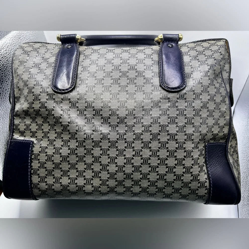 CELINE Macadam Boston Tote Bag M03 Navy Tan Cream PVC Leather - COA INCLUDED! 👜